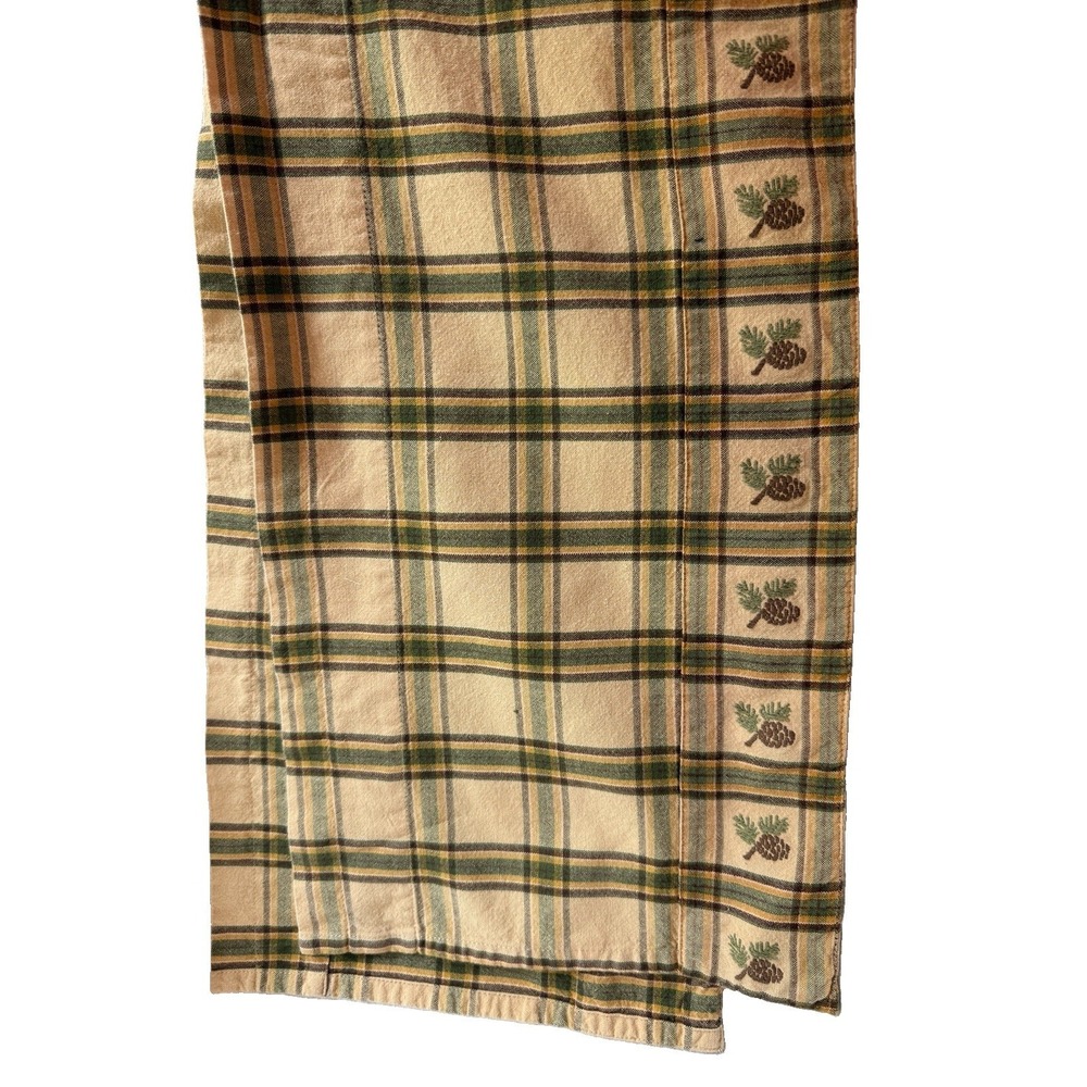 Park Designs Pinecone Plaid Valance 68x14 Lodge Cabin Rod Pocket Cotton VTG